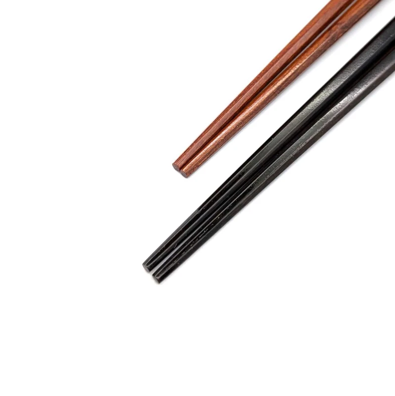 【送料無料】寄せ木入り八角箸　黒檀・紫檀　夫婦箸セット【桐箱入】 1枚目