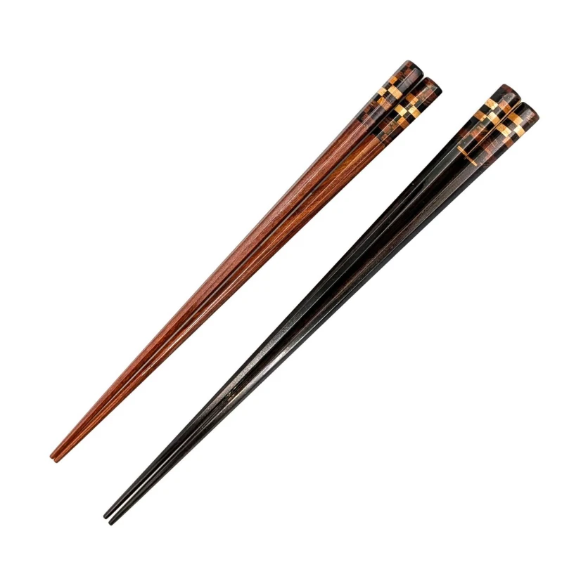 【送料無料】寄せ木入り八角箸　黒檀・紫檀　夫婦箸セット【桐箱入】 3枚目