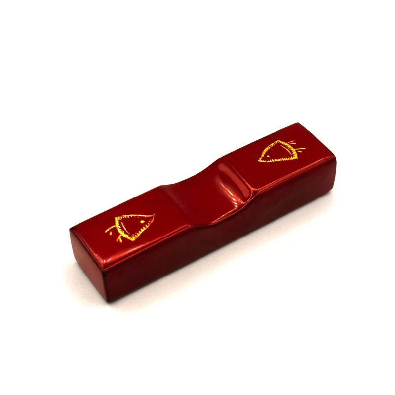 川連塗　沈金 千鳥箸置(朱)