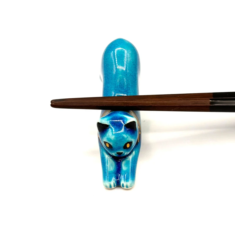 青釉　箸置　青猫 3枚目
