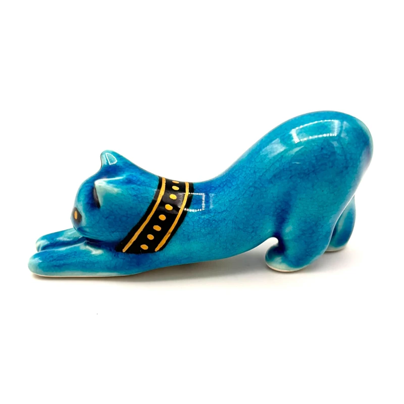 青釉　箸置　青猫