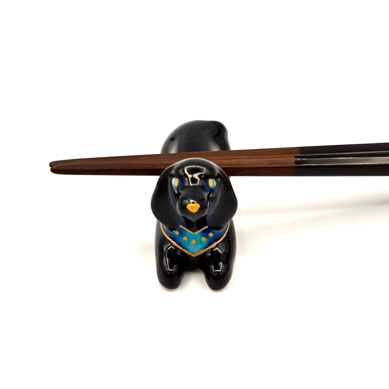 青釉　箸置　黒犬 3枚目
