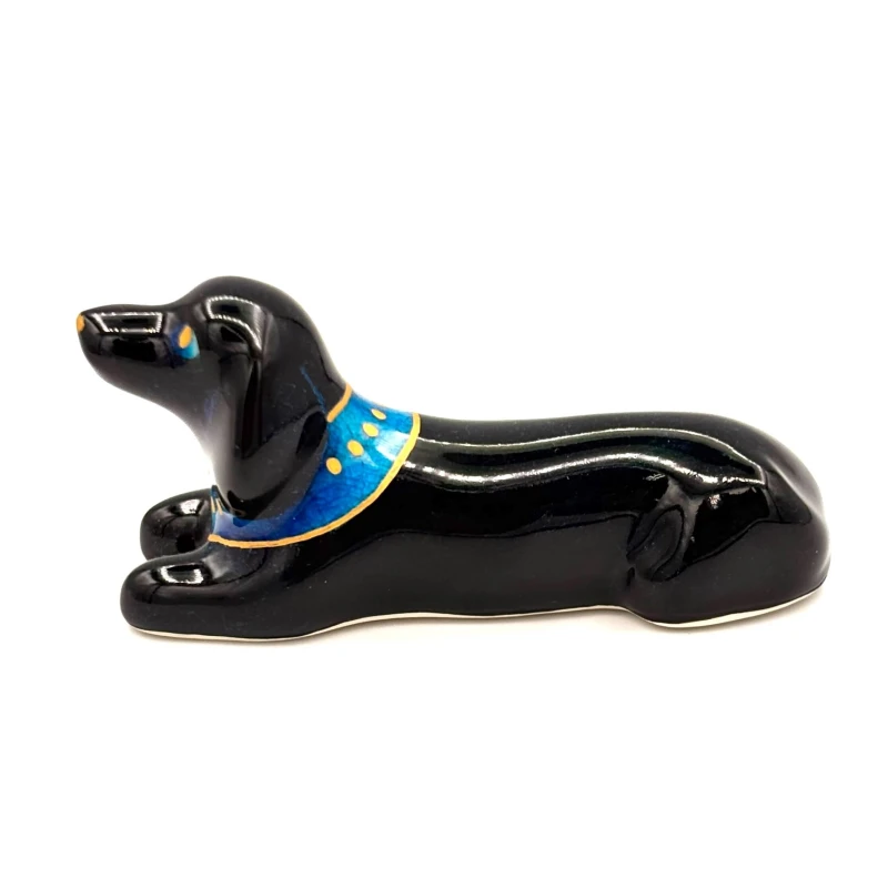 青釉　箸置　黒犬