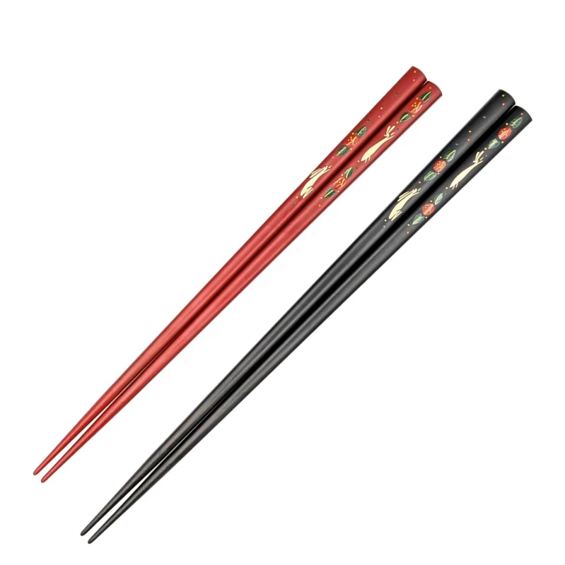 【送料無料】八雲塗箸　椿うさぎ　夫婦箸セット【桐箱入】 3枚目