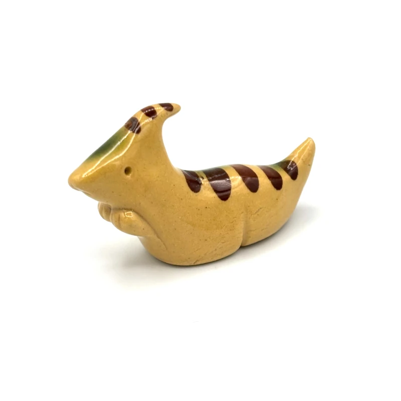 恐竜　箸置　パラサウロロクス　茶