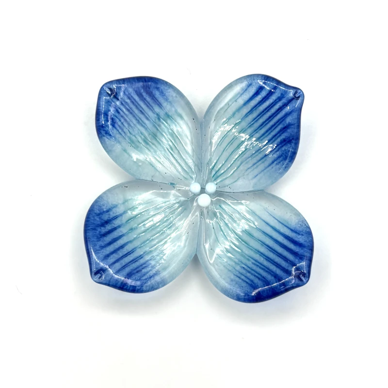 ガラス箸置　紫陽花　花びら　青