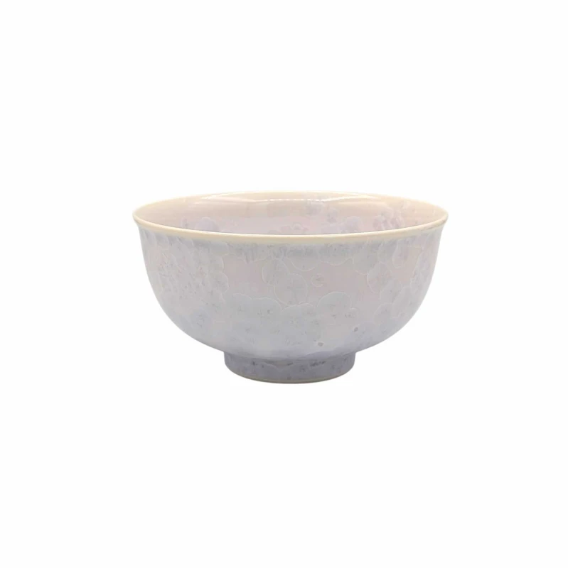 京焼　飯碗　花結晶　紫