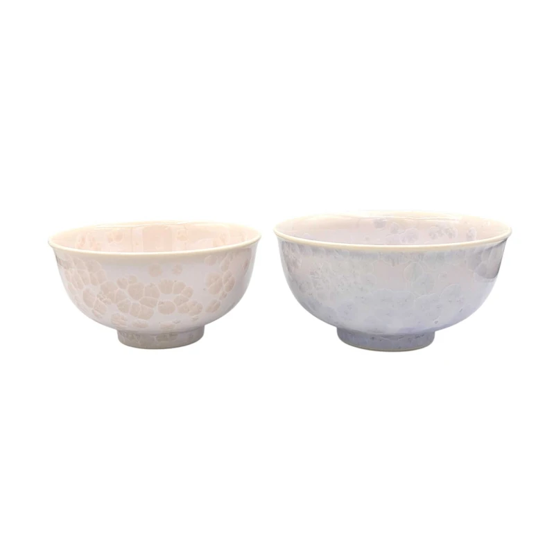 京焼　組飯碗　花結晶（ピンク・紫）