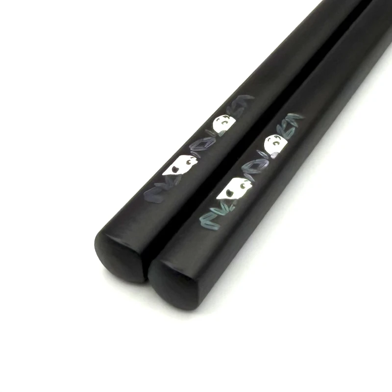 貝象嵌箸　ささパンダ　縞黒檀(大) 2枚目