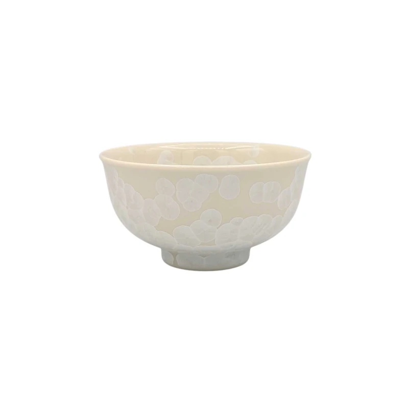 京焼　飯碗　花結晶　白