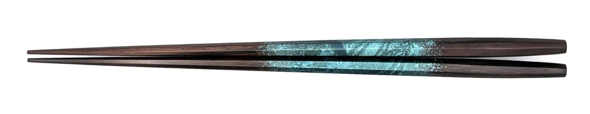 八角黒檀利休焼箔 虹彩青貝