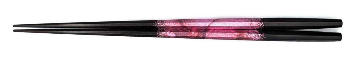 八角黒檀利休焼箔 虹彩ピンク