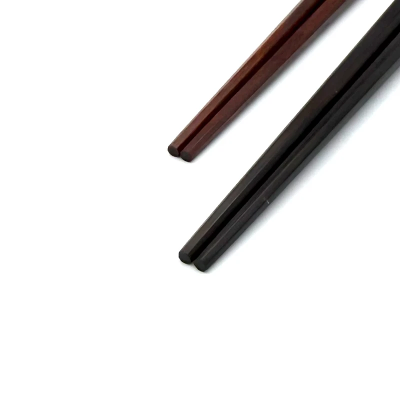 【送料無料】寄せ木入り八角箸 漆仕上げ 黒檀・紫檀 夫婦箸セット【桐箱】 1枚目