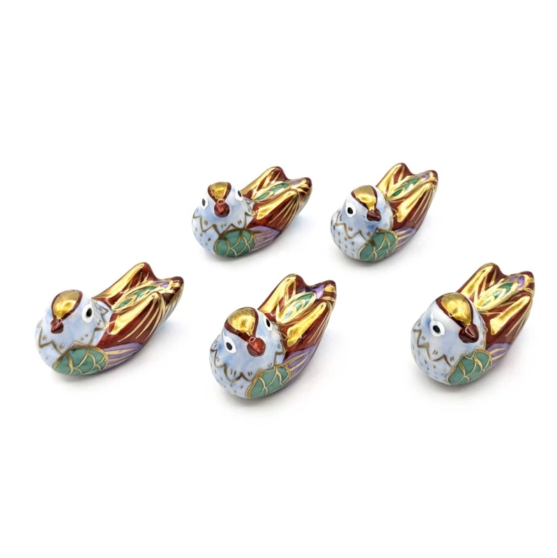 京焼　箸置　金彩おし鳥両羽　5個セット