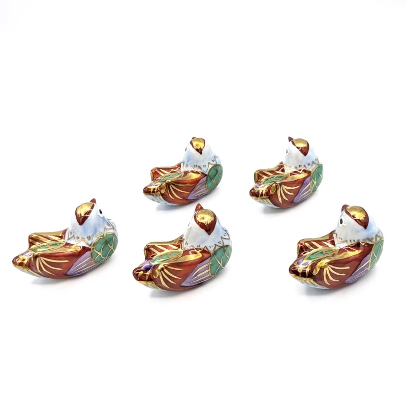 京焼 箸置 金彩おし鳥両羽 5個セット 2枚目