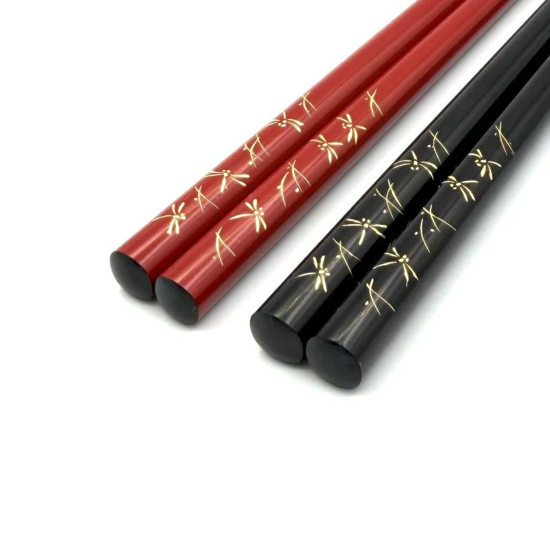【送料無料】輪島塗 沈金箸 とんぼ 夫婦箸セット【桐箱入】 2枚目