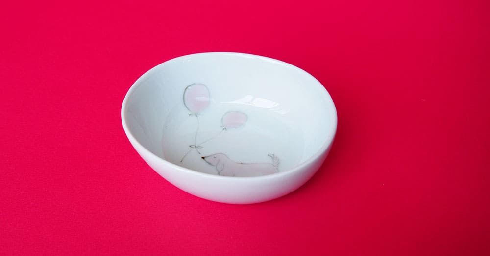 風船ダックス　ピンク　楕円小鉢
