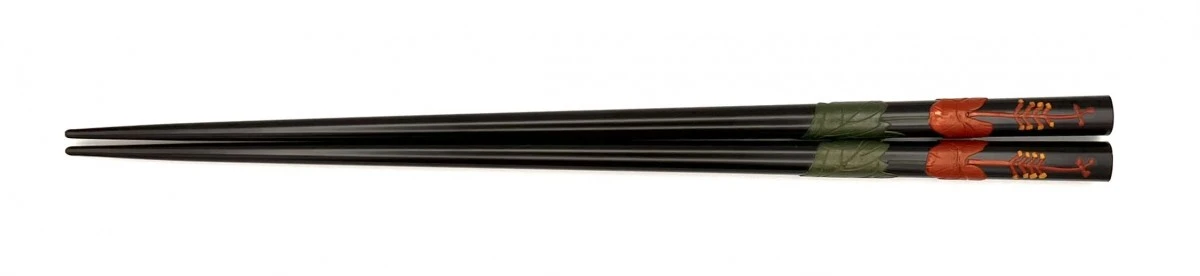 琉球漆器箸 ハイビスカス(黒)
